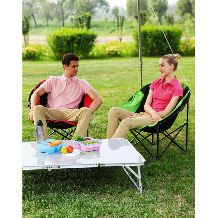 Крісло для кемпінгу KingCamp Moonchair XXL: зручне, з підлокітником, витримує до 205 кг, для відпочинку на природі, саду, риболовлі та балкону (червоний)