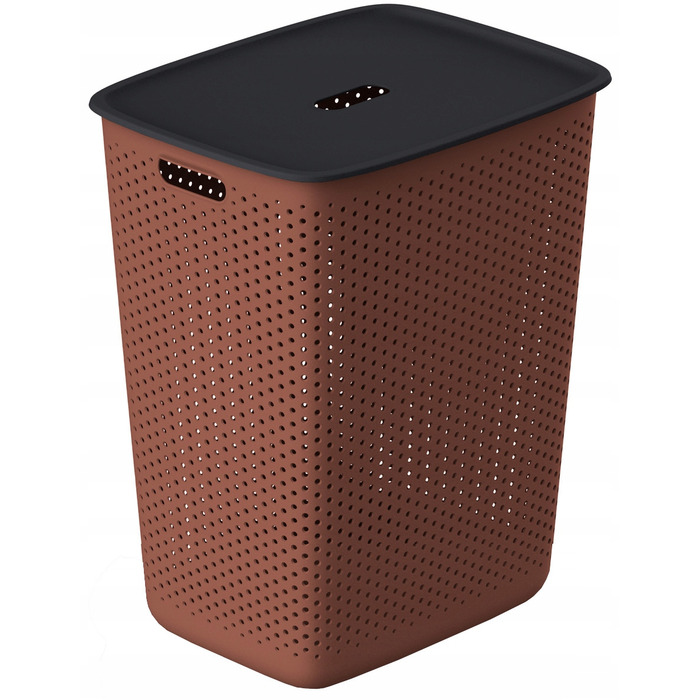 Кошик для білизни з кришкою, 60 л, перфорований, компактний, для ванної кімнати