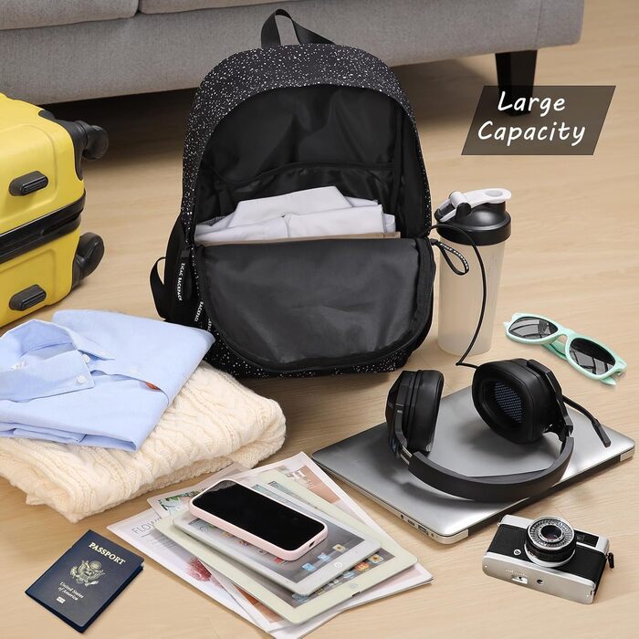 Рюкзак Zicac для чоловіків та жінок, Casual рюкзак для ноутбука 16 дюймів, легкий шкільний рюкзак для учнів та студентів, Daypack, рюкзак для подорожей, універсітету, школи, ділових поїздок, чорний