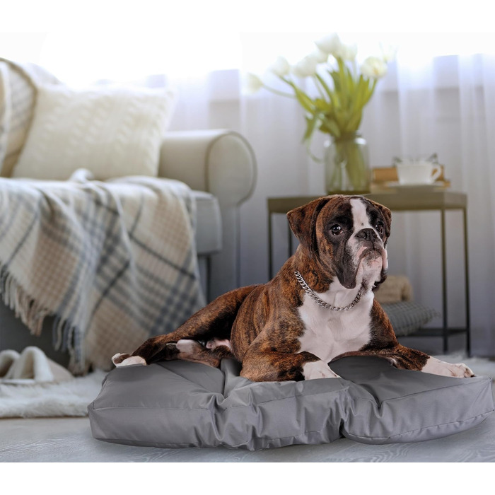 Крісло-ліжко для собак Relaxdays, 110 x 90 см, м'яке ліжко для великих собак, вологостійке, миється, сіре
