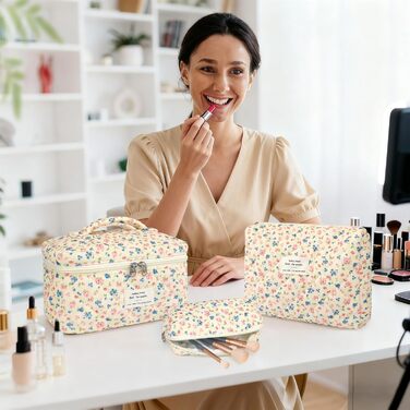 Набір косметичок для жінок: 3 шт. для макіяжу, подорожей та повсякденного використання. Великі косметички для дівчат та жінок