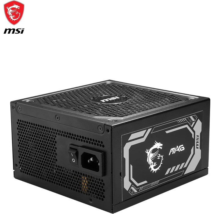 Блок живлення MSI MAG A750GL PCIE5 750W, 80 Plus Gold, повністю модульний, ATX 3.0, підтримка PCIe 5.0, 120мм FDB вентилятор, чорні плоскі кабелі