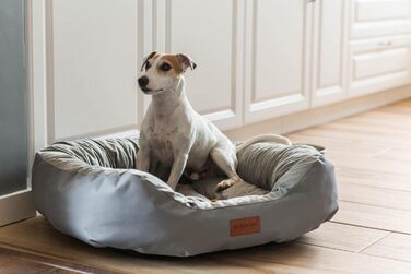 Ліжко для собак середніх порід - ліжко-кошик для собак XL - м'яке ліжко для собак, ліжко-софа для собак, ліжко для собак середніх розмірів. Матеріал: Alicante-Gewebe, колір: сірий, розмір: 85 x 70 x 21 см