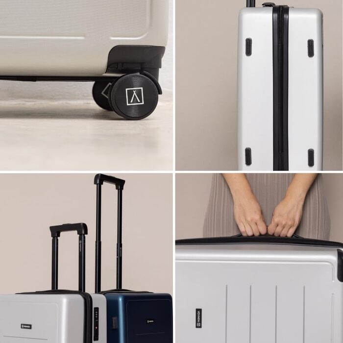 Чемодан ручної поклажі NUMADA PackPro T20 (56x37x22cm) з TSA-замком та 4 колесами. Жорсткий корпус, внутрішні відділення, світло, міцний (Сірий)