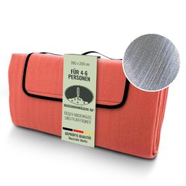 Плед для пікніка Heimtexland XL водонепроникний 200x200 см помаранчевий, килимок для пляжу, кемпінгу, фестивалів, складаний з ручкою