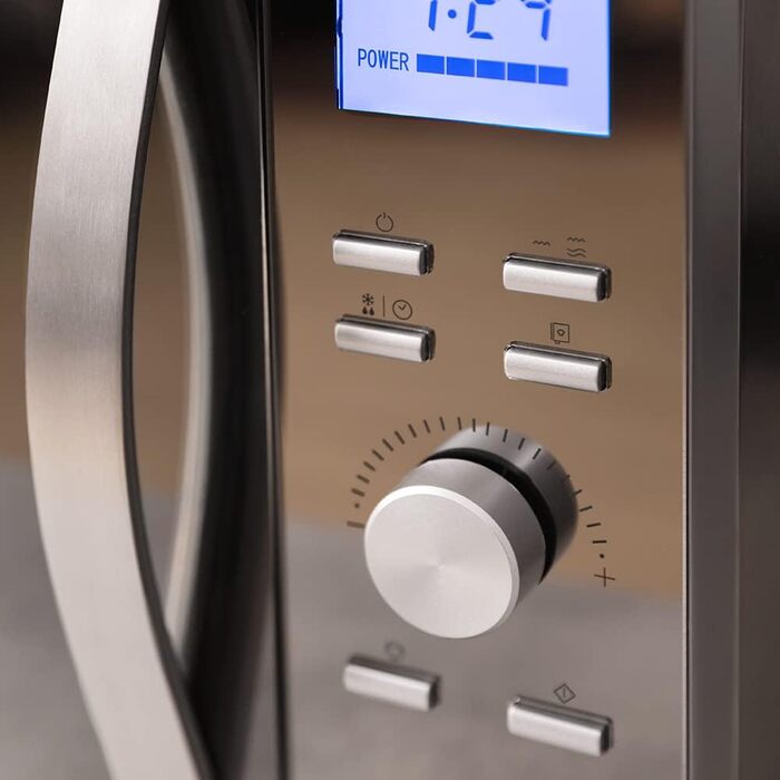 Мікрохвильова піч Cecotec Pro Clean 6110: 23 л, 800 Вт, гриль 1000 Вт, покриття Ready 2 Clean, LED, нержавіюча сталь, чорно-сріблястий колір