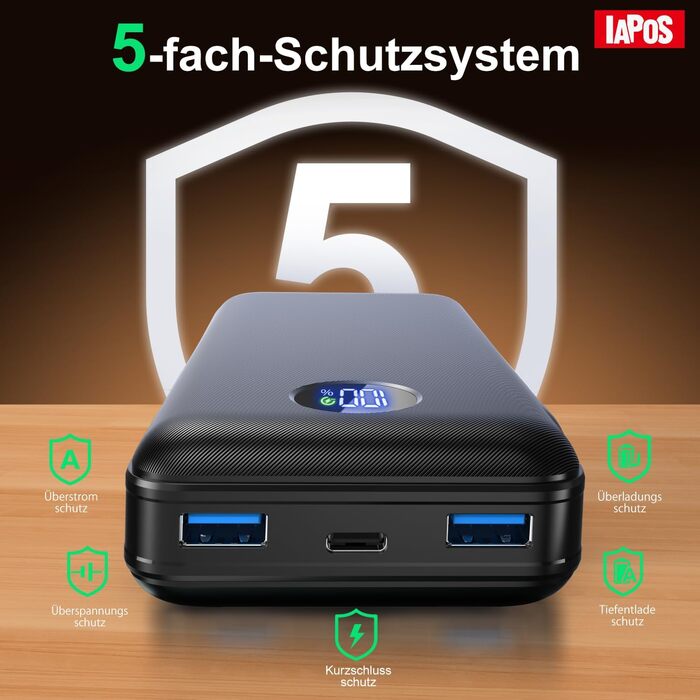 Power Bank 26800mAh з швидкою зарядкою 22.5W, USB-C, PD 3.0, QC 4.0, сумісний з iPhone та Samsung Galaxy