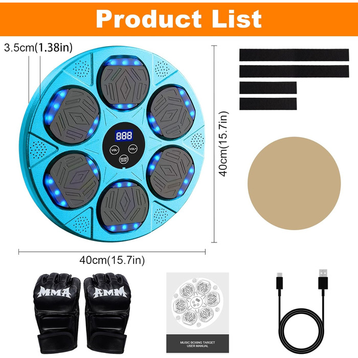 Music Boxing Machine with Bluetooth & LED Lights - Fitness Punching Bag for Adults & Kids