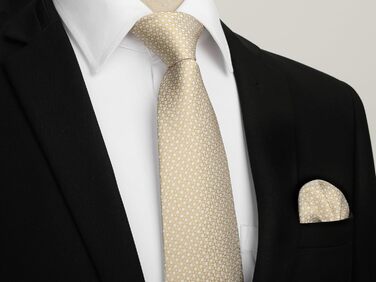 Кравка для чоловіків HISDERN на весілля: класичний дизайн у клітинку та в горошок, комплект з кишеньковим хустиною (шампань)