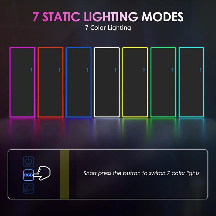 Дзеркало для тіла LVSOMT з підсвіткою, 120x40 см, настінне/на двері, LED, чорне