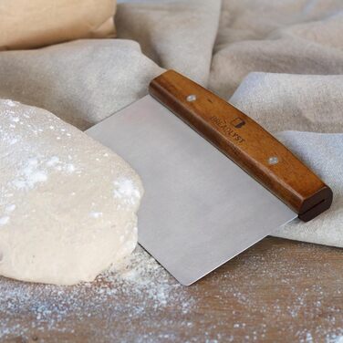 BREADLYST Преміум скребок для тіста 18 см з нержавіючої сталі з дерев'яною ручкою — професійний розділювач і нож для тіста для хліба, піци та гриля