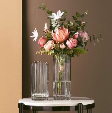 Скляна ваза для квітів, велика, циліндрична, прозора, 12x12x30 см