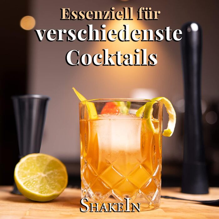 Набір для коктейлів SHAKEIN | 12 предметів | Шейкер Boston, 750 мл | Нержавіюча сталь, Space Grey | Професійний барний аксесуар