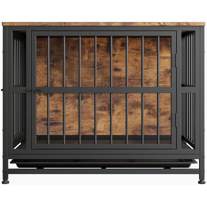 Дерев'яний вольєр для собак, 83 см: велика собача будка, вольєр з 2 дверима, знімний піддон, приліжний столик