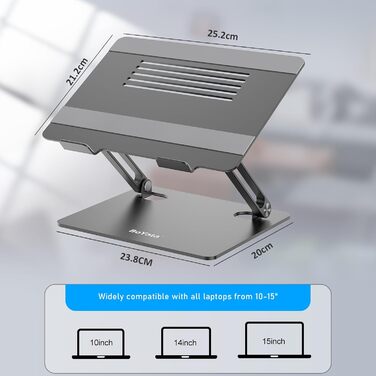 Adjustable Laptop Stand with Cooling Fan - Compatible with 11-15 inch Laptops (MacBook Pro/Air, Dell, Samsung, HP)