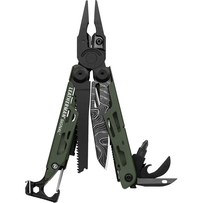 Leatherman Signal - Мультитул для кемпінгу та виживання (19 інструментів) - Зелений з чохлом з нейлону