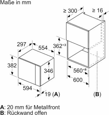 Вбудована мікрохвильова піч Bosch BFL523MW3 Serie 4, 38x50 см, 800 Вт, поворотний столик 27 см, лівий відкривання дверцят, AutoPilot, 7 автоматичних програм, LED-Touchdisplay