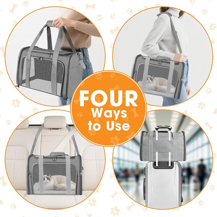 Транспортна сумка для кота та собаки, 45x30x30 см. Складана та дихаюча переноска для кота та середнього собаки. Ідеально для подорожей на авто