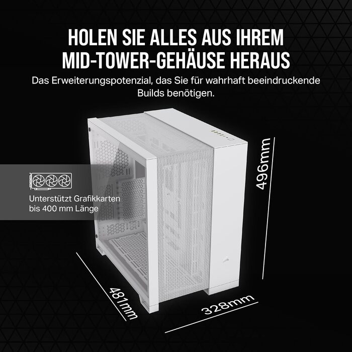 Корпус для ПК Corsair 6500D Airflow Mid-Tower ATX, двокамерний дизайн, підтримка Reverse Connection материнських плат, білий