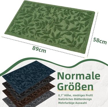 Килимок для дому та вулиці з антиковзаючою основою, грязезахисний, міцний, гумовий (зелений, 45x75 см)