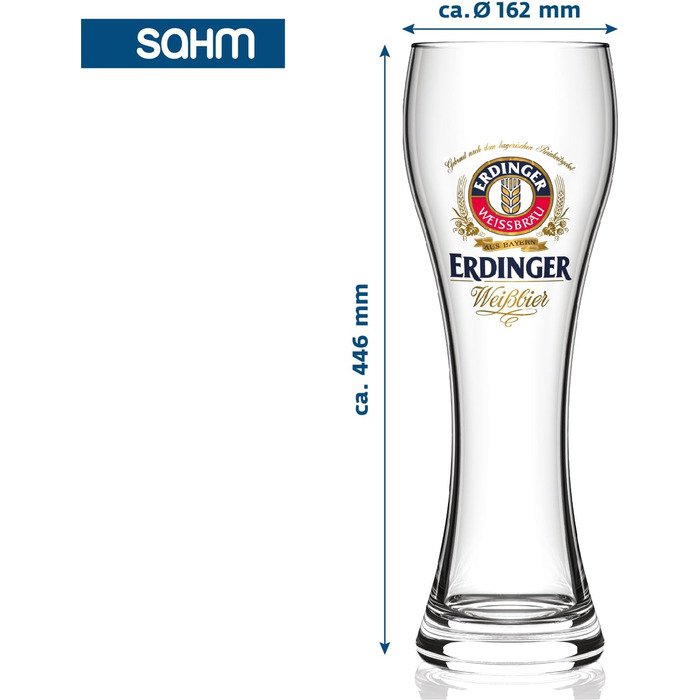 Набір келихів для пшеничного пива ERDINGER Weizenbierglas 0,5 л (6 шт) - Оригінал, подарунковий набір