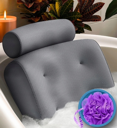 Ергономічна подушка для ванни 4D з присосками для релаксації та SPA + ПОДАРУНОК