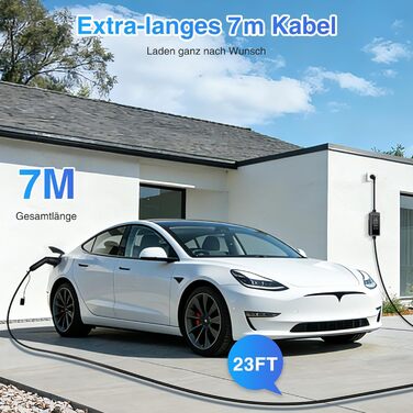 Зарядний кабель Type 2 Schuko 3.68kW 6-16A для електромобіля та PHEV, 7м, LCD дисплей, IP65