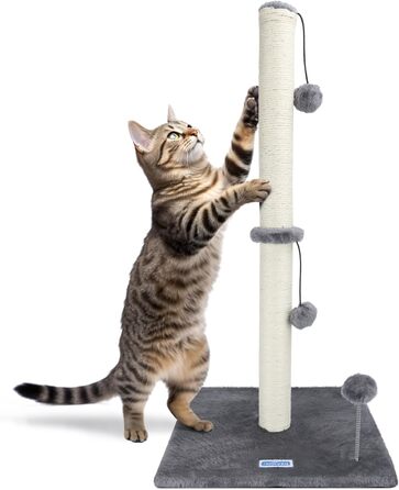 Котячий кігтетоп Nobleza, 80 см, сірий, з мотузкою та іграшкою