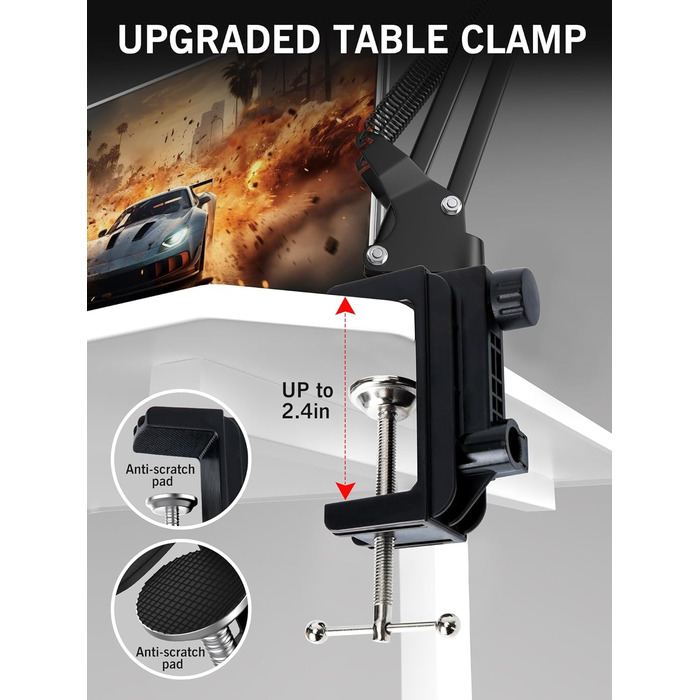 Тримач для мікрофона SUNMON для Razer Seiren X - регульований кріплення з адаптером 3/8' - 5/8'