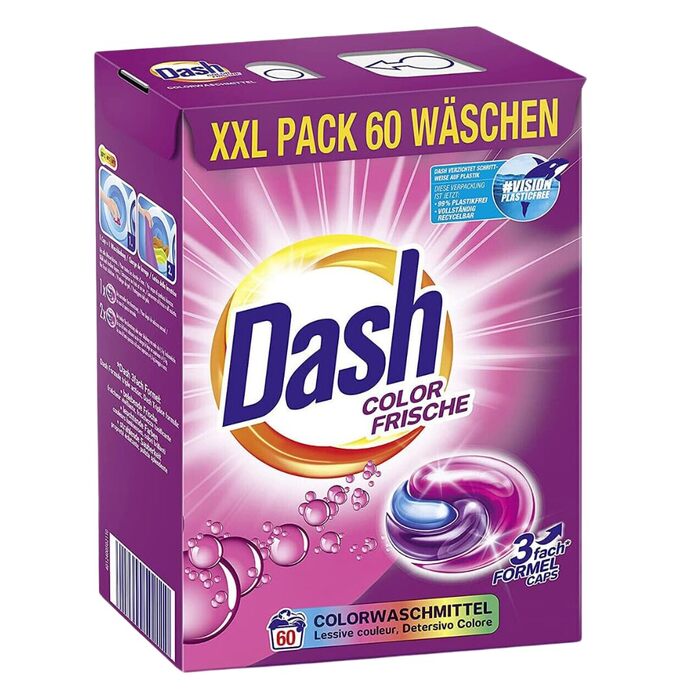 Капсули для прання Dash Color Frische 3-in-1 для кольорової та темної білизни, економ-упаковка, 60 прань, 1.49 кг