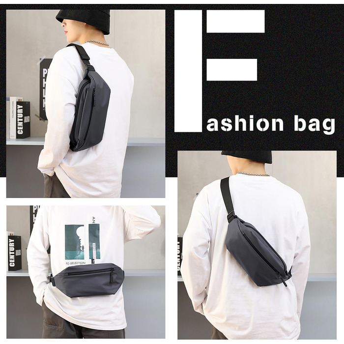 Чоловіча нагрудна сумка-поясна через плече, водонепроникна, для подорожей, школи, хайкінгу (чорна)