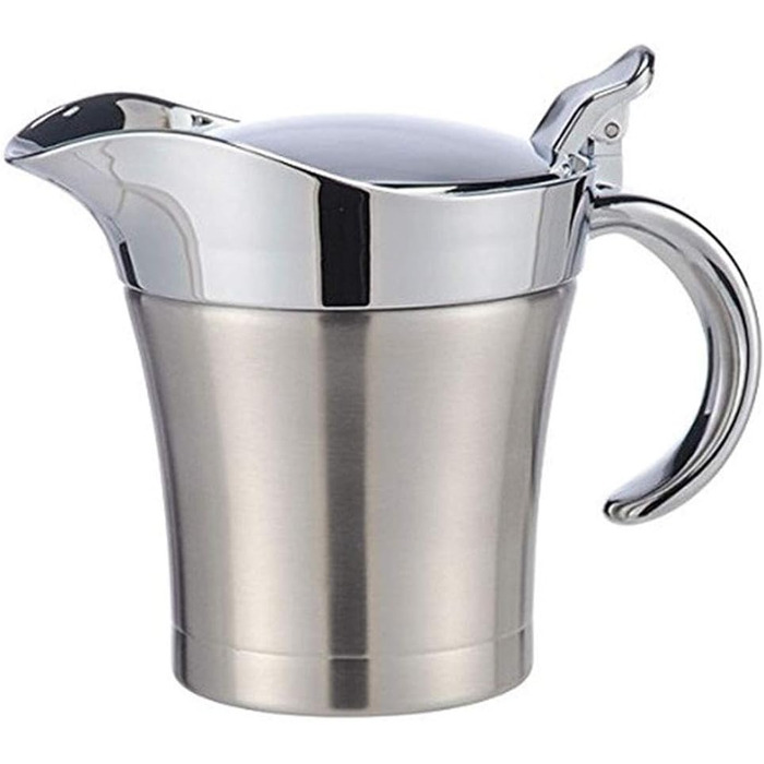 Stainless steel sauce pot with lid, 500 ml, double insulated, thermal container for sauces and gravy with lid, ideal Thanksgiving pourer for sauces or cream sauces, vinegar Free Size 1pc