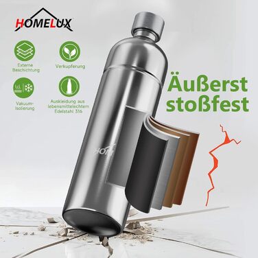 HOMELUX Апарат для газування води з пляшкою 1л PET (без BPA), содовий мейкер, карбонізатор для питної води з нержавіючої сталі