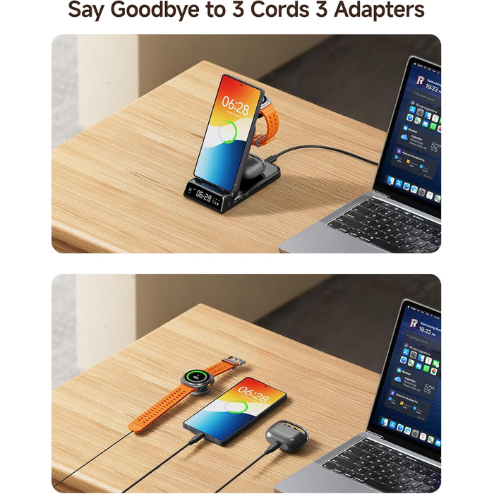 Бездротова зарядка SwanScout 703S 3-в-1 для Samsung Galaxy S25/S24/Fold 7, Watch 8/8 Classic/Ultra, Buds (без адаптера)