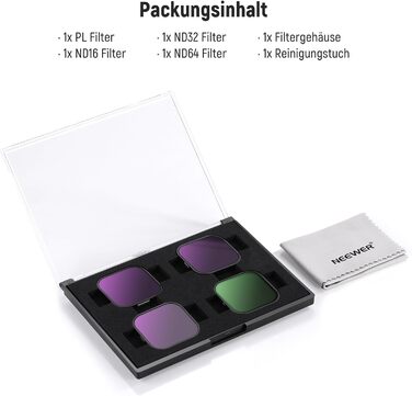 Набір фільтрів ND та CPL NEEWER для Insta360 Ace Pro (4 шт.) - ND16, ND32, ND64, CPL