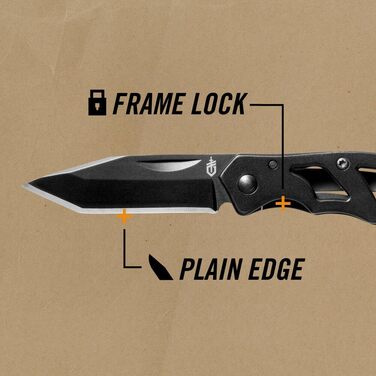 Gerber folding knife with plain edge blade and pocket clip (Mini Tanto 5.4 cm)