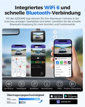 Відеореєстратор AZDOME GS63H 4K з Wi-Fi, GPS, Нічне бачення та Широким кутом 170°, WDR, IPS 2.4', Паркувальний режим, Детектор руху, Циклічна запис
