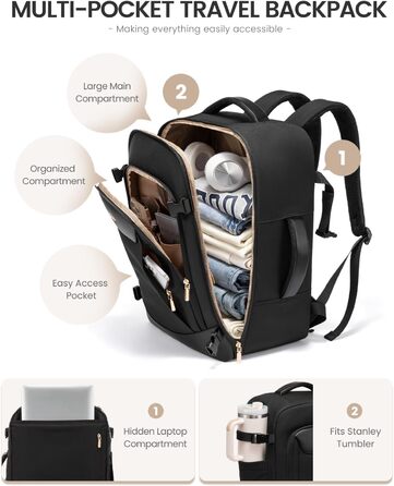 Чорний жіночий рюкзак OVEVOOK для подорожей та ділових поїздок, 40л, з відділенням для ноутбука, водонепроникний