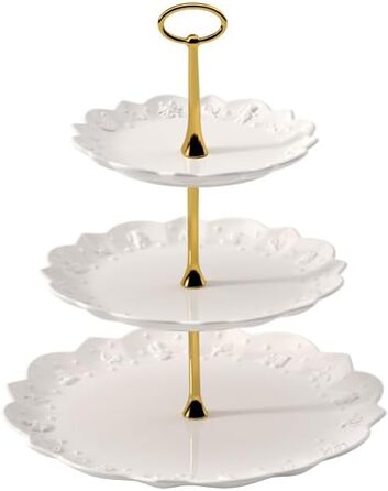 Декоративна етажерка Villeroy & Boch Toys Delight Royal Classic з преміум порцеляни, біла, для печива, випічки та тістечок