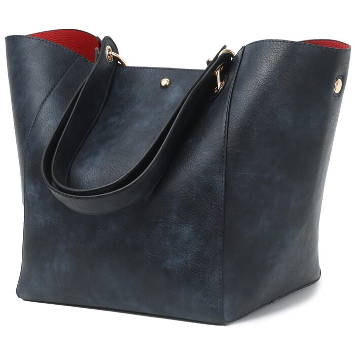 Жіноча шкіряна сумка-шопер велика (Dunkelblau) для студентів та роботи