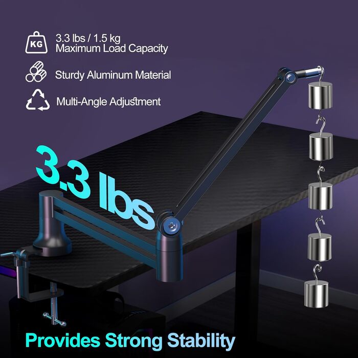 Кріплення для мікрофона на шарнірній стійці (Boom Arm) для Blue Yeti, до 1.5 кг, з адаптером 3/8' - 5/8'