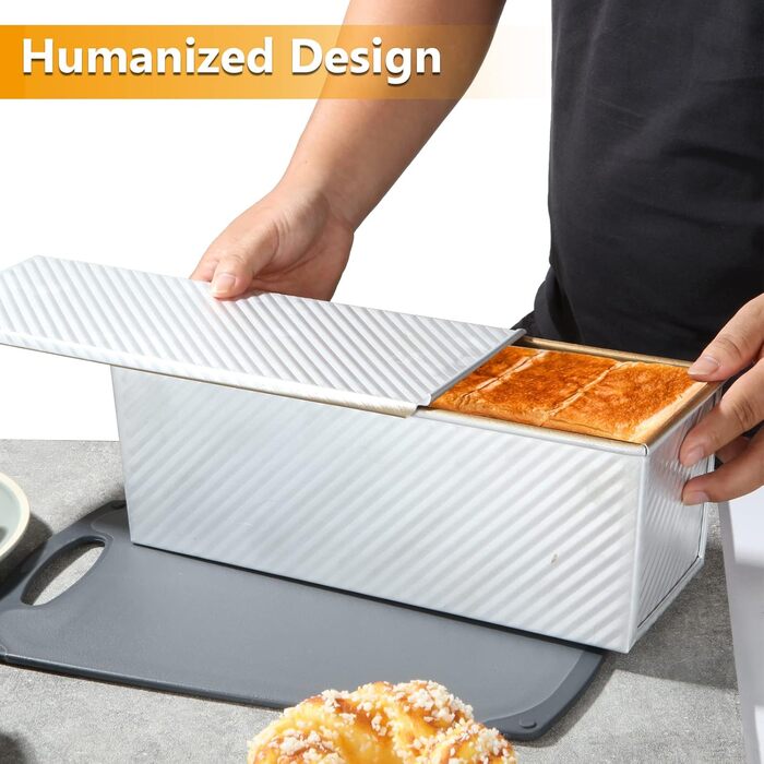 JMIATRY Large Pullman Loaf Pan with Lid, 1000 g, Non-Stick Loaf Pan for Baking, 34 x 13.5 x 12 cm, Aluminum Alloy Bread Pan, Loaf Pan for Baking