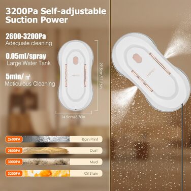 Робот для миття вікон Chovery CL-3 3000Pa Gold з функцією розпилення – автоматичний електричний очищувач для внутрішніх та зовнішніх вікон