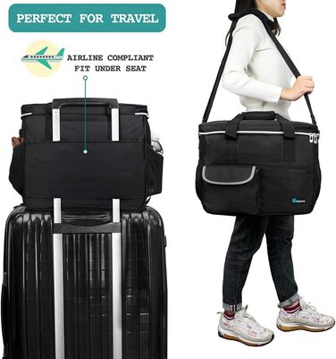 Сумка-органайзер для собак PetAmi: дорожня сумка для корму та аксесуарів, ідеальна для кемпінгу та подорожей. Чорна, середнього розміру (14.5 x 8 x 12 см).