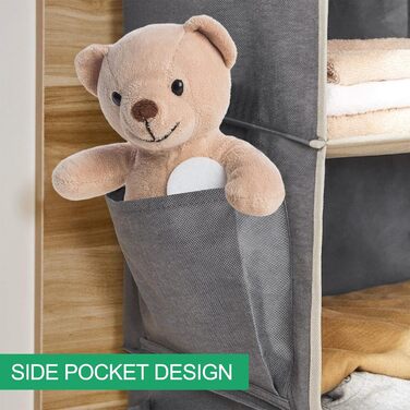 Настінна вішалка-органайзер з 5 відділеннями, складана, економна, для спальні, з 2 бічними кишенями