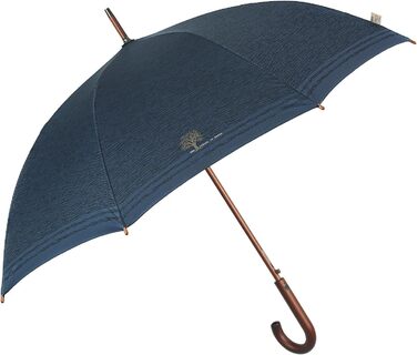 Perletti Green Eco-Friendly Women's Umbrella - Large Automatic Rain Umbrella with Recycled Materials & White Flower Design (Blue, 102cm Diameter)