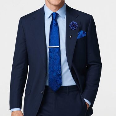 Набір аксесуарів для чоловіків: краватка з візерунком павароччі, кишеньковий хустинка, краватки-кліпси, затискачі для краваток, застібка для краватки, 5 шт. (Королівський синій)