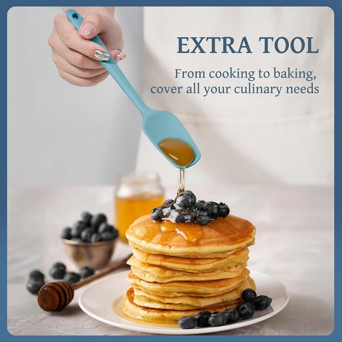 Набір кухонних аксесуарів Kikcoin 43 шт. – Силіконовий набір кухонних інструментів, безпечний для миття в посудомийній машині, лопатки для антипригарного посуду, стійкий до 230°C, кухонні помічники з підставкою, без BPA, колір: авокадо (блакитний)