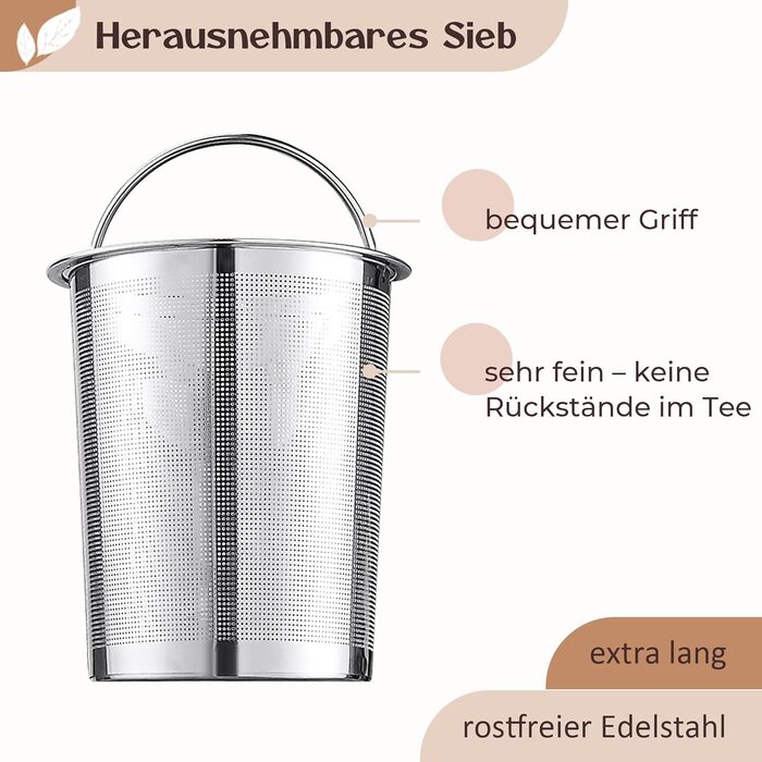 Чайник Happy Lemuro з ситечком - 1,2 л - керамічний чайник чорного кольору (антрацит)