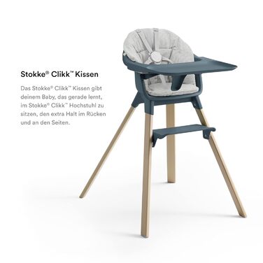 Стільчик для годування Stokke Clikk з підносом і ременем безпеки, ергономічний, регульований, легкий, для дітей 6-36 місяців, до 15 кг, Nordic Grey
